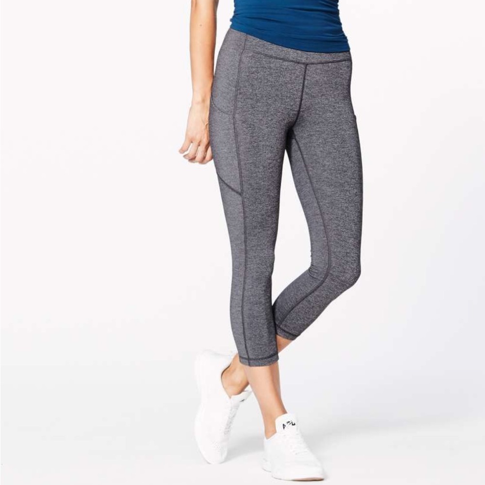 Lululemon Speed Up Crop 21” Heathered Black